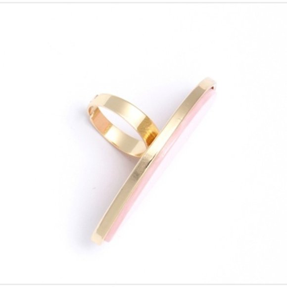 Adjustable Oval Exaggerated Acrylic Resin Geometric Rose-Gold Ring - Picture 7 of 8